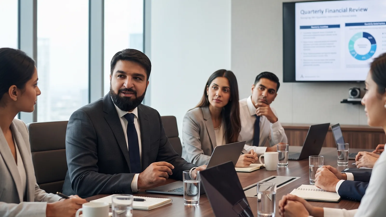 Abdul Qadir Lakhani leading a quarterly financial review with the TheAccountingWay team